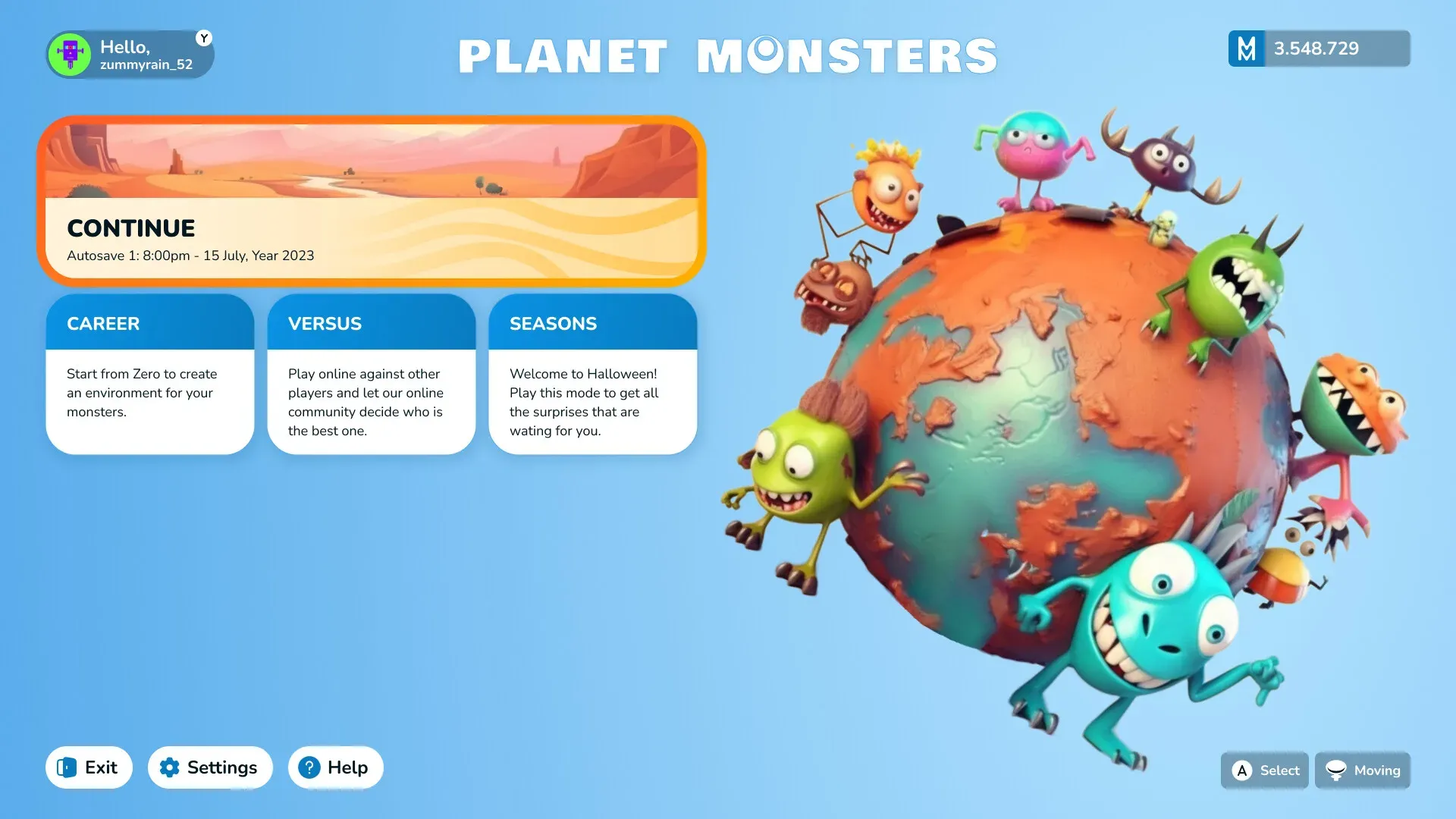 Planet Monster — final UI in game